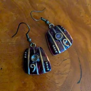 Purple Artisan Made Earrings